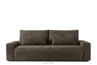 Sofa trzyosobowa z poduszkami rozkładana tkanina sztruks brązowy