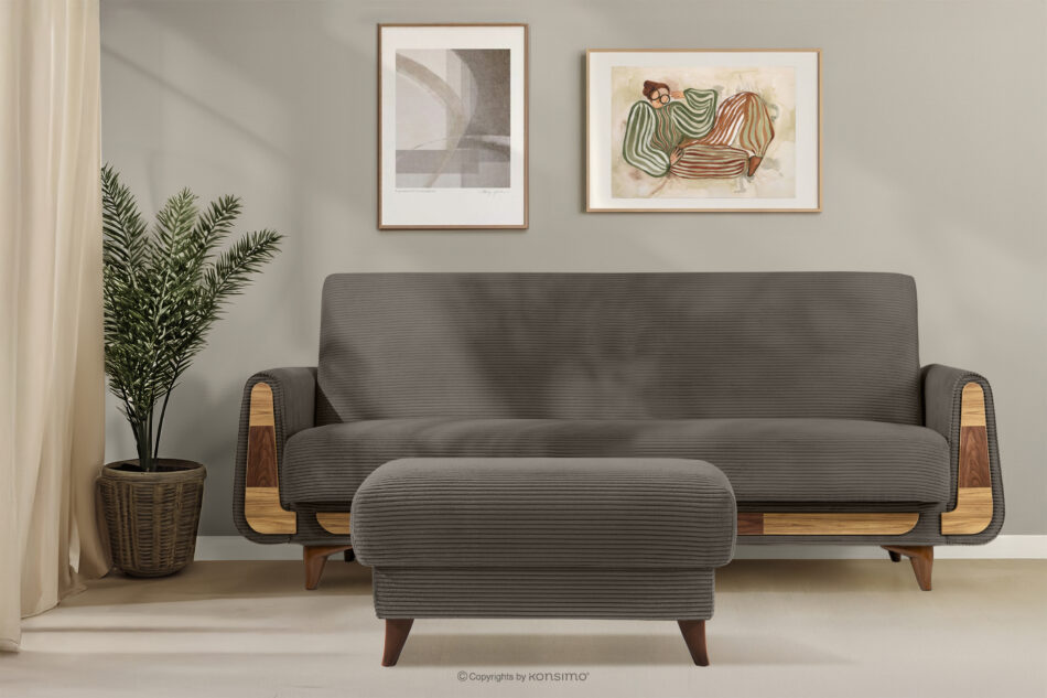 GUSTAVO II Puf do salonu ze schowkiem tkanina sztruks szarobeżowy szarobeżowy - zdjęcie 1