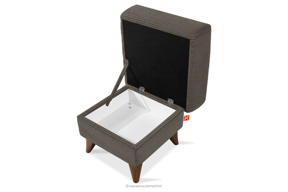 GUSTAVO II Podnóżek do salonu ze schowkiem tkanina sztruks szarobeżowy szarobeżowy - zdjęcie 3