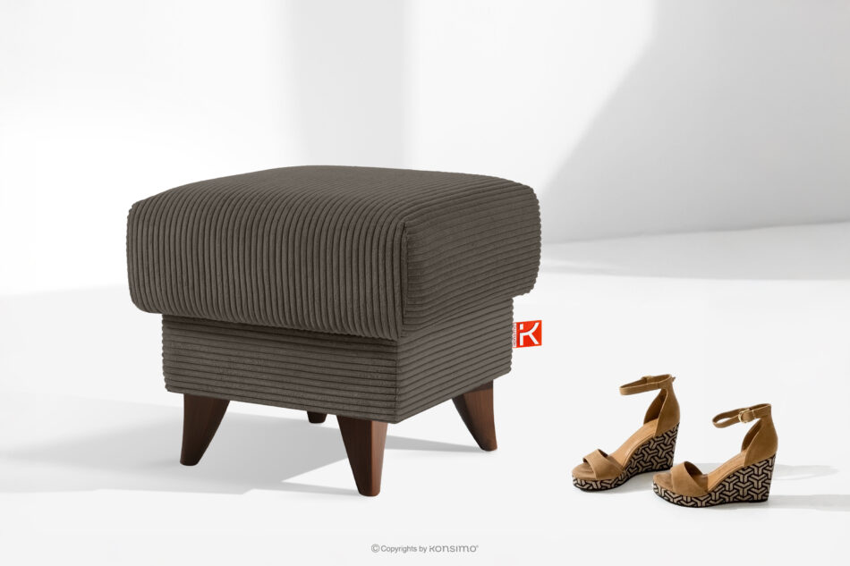 GUSTAVO II Podnóżek do salonu ze schowkiem tkanina sztruks szarobeżowy szarobeżowy - zdjęcie 6