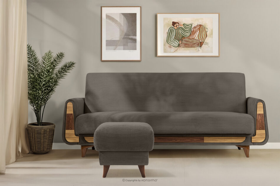 GUSTAVO II Podnóżek do salonu ze schowkiem tkanina sztruks szarobeżowy szarobeżowy - zdjęcie 1