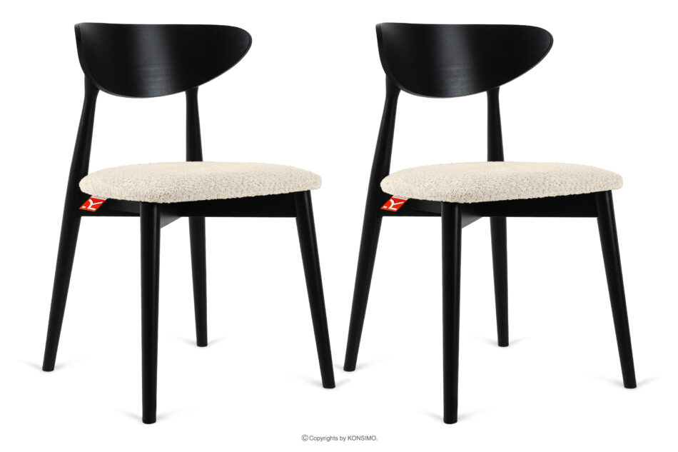 RABI Krzesło drewniane boucle jasny beżowy/czarny 2 szt. jasny beżowy/czarny - zdjęcie 0