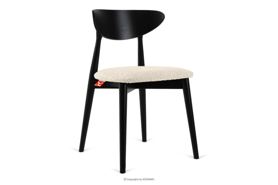 RABI Krzesło drewniane boucle jasny beżowy/czarny 2 szt. jasny beżowy/czarny - zdjęcie 2