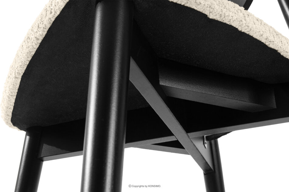 RABI Krzesło drewniane boucle jasny beżowy/czarny 2 szt. jasny beżowy/czarny - zdjęcie 8