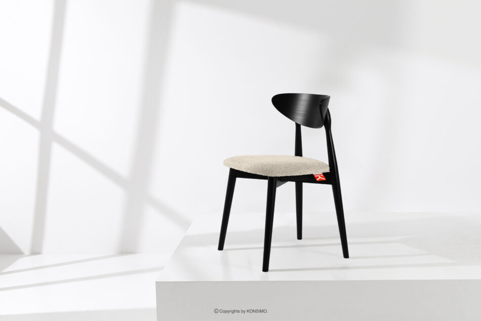 RABI Krzesło drewniane boucle jasny beżowy/czarny 2 szt. jasny beżowy/czarny - zdjęcie 1