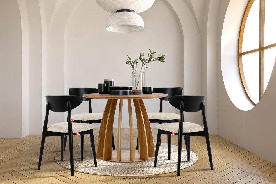 RABI Krzesło drewniane boucle jasny beżowy/czarny 2 szt. jasny beżowy/czarny - zdjęcie 9