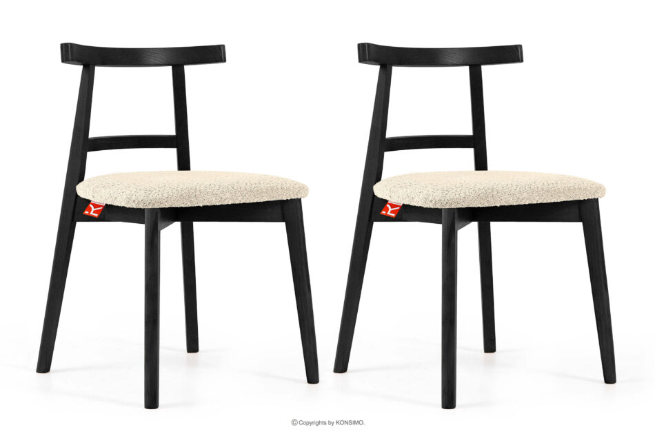 LILIO Krzesło vintage boucle jasny beżowy/czarny 2 szt. jasny beżowy/czarny - zdjęcie 0