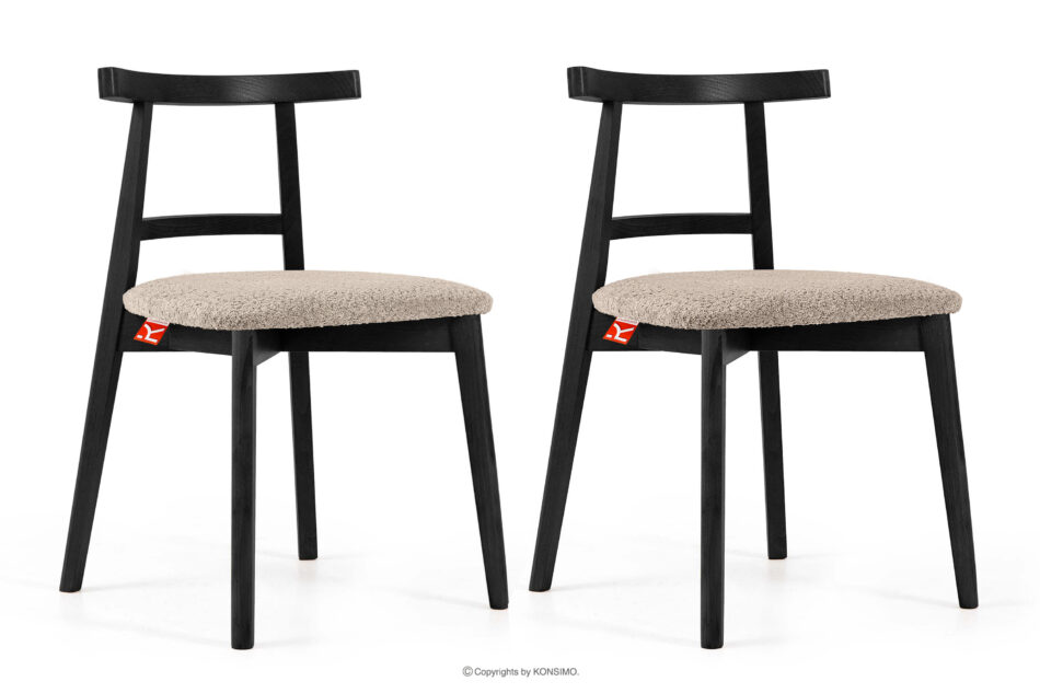 LILIO Krzesło vintage boucle ciemny beżowy/czarny 2 szt. ciemny beżowy/czarny - zdjęcie 0