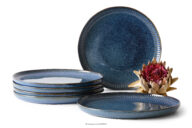Talerz obiadowy 6 szt. porcelana reaktywna granatowy
