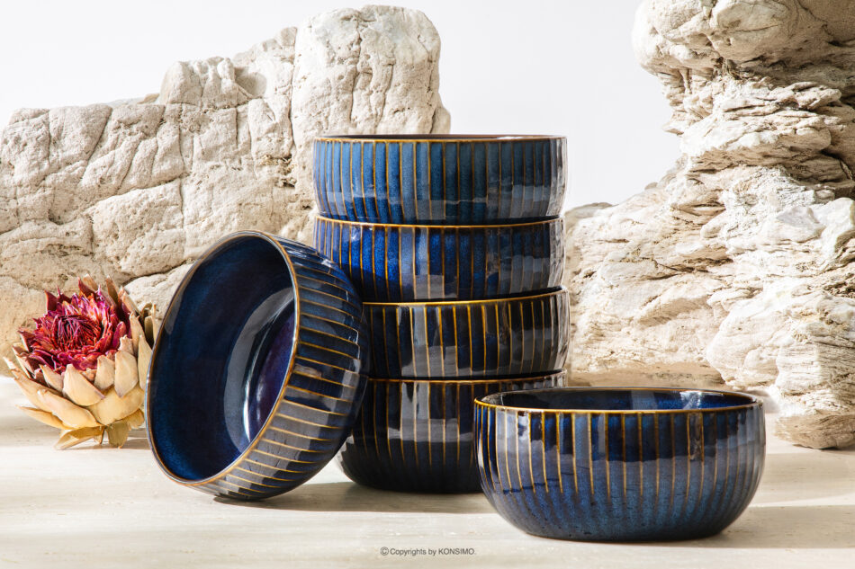 AD STRIPES Miska 6 szt. porcelana reaktywna granatowy granatowy - zdjęcie 1