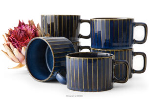 AD STRIPES, https://konsimo.pl/kolekcja/ad-stripes/ Filiżanka do kawy 6 szt. porcelana reaktywna granatowy granatowy - zdjęcie