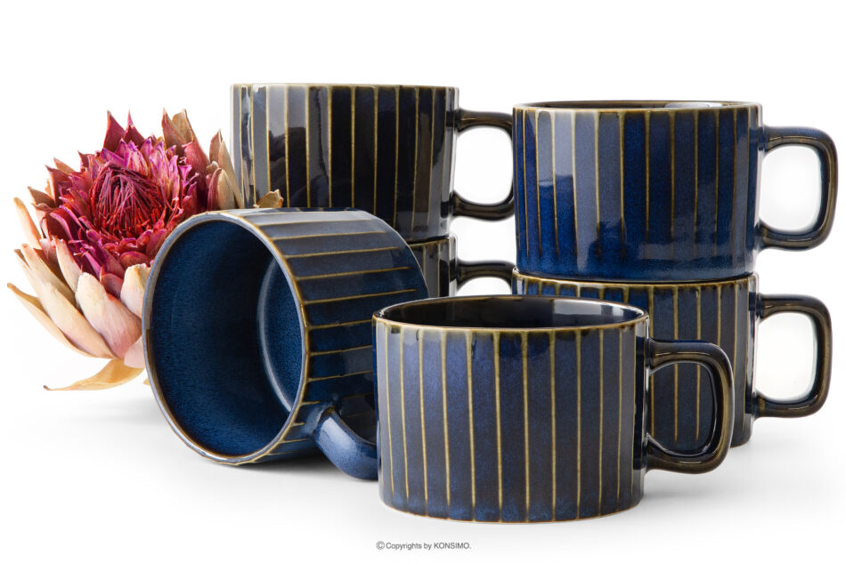 AD STRIPES Filiżanka do kawy 6 szt. porcelana reaktywna granatowy granatowy - zdjęcie 0