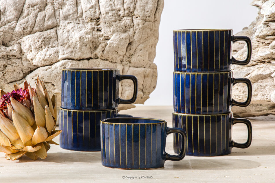 AD STRIPES Filiżanka do kawy 6 szt. porcelana reaktywna granatowy granatowy - zdjęcie 1