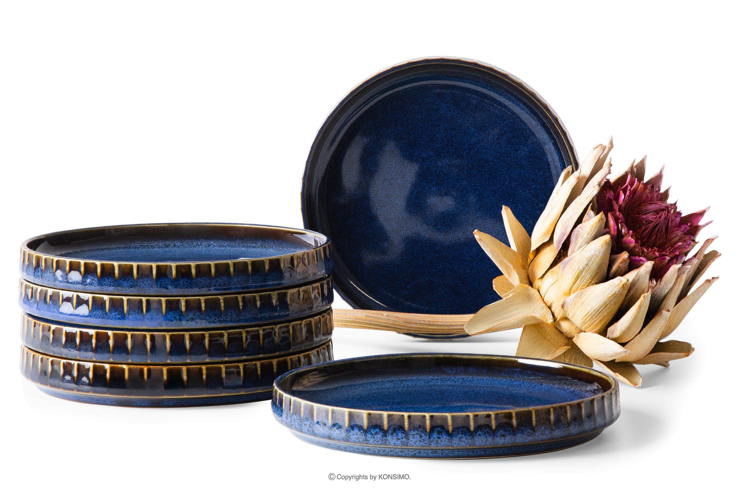 Spodek filiżanki do kawy 6 szt. porcelana reaktywna granatowy