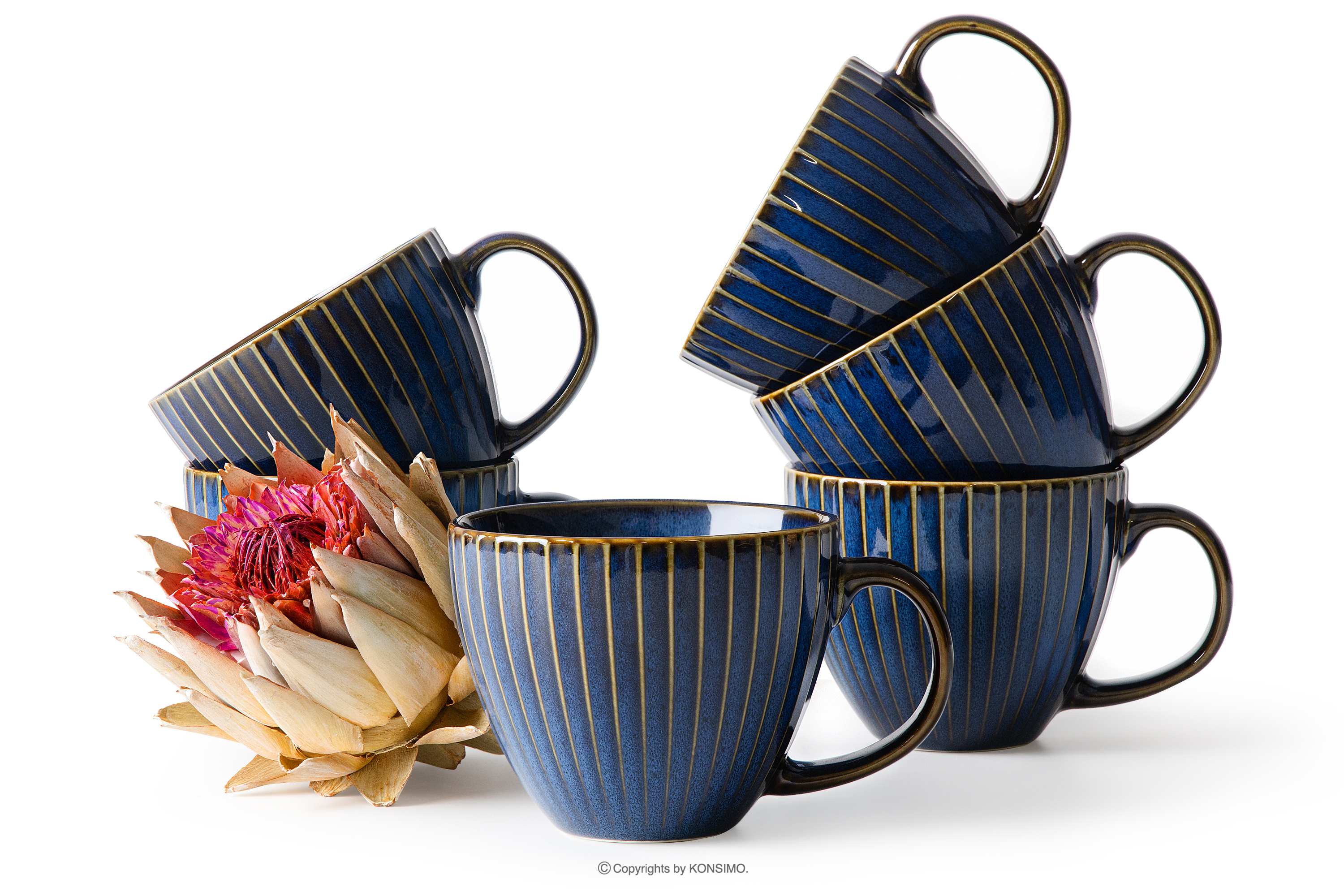 Filiżanka duża 6 szt. porcelana reaktywna granatowy