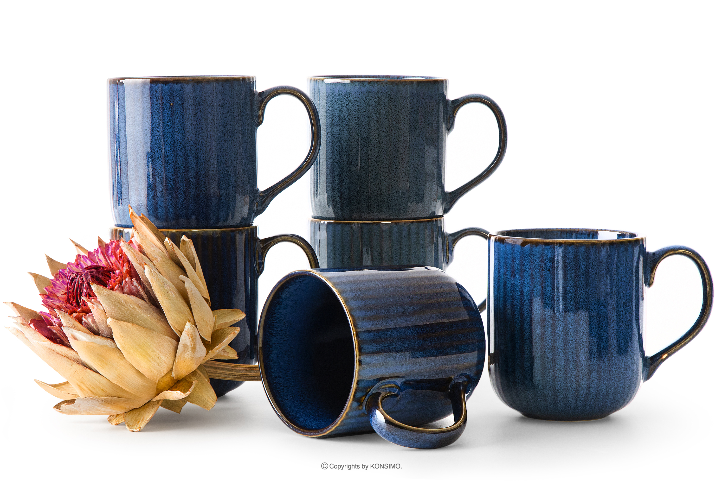 Kubek 6 szt. porcelana reaktywna granatowy