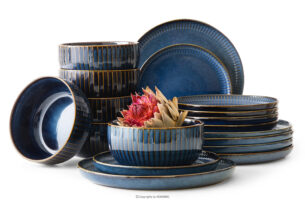 AD STRIPES, https://konsimo.pl/kolekcja/ad-stripes/ Zestaw obiadowy 6 os. (18 el.) porcelana reaktywna granatowy granatowy - zdjęcie
