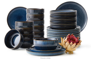 AD STRIPES, https://konsimo.pl/kolekcja/ad-stripes/ Zestaw obiadowy 12 os. (36 el.) porcelana reaktywna granatowy granatowy - zdjęcie