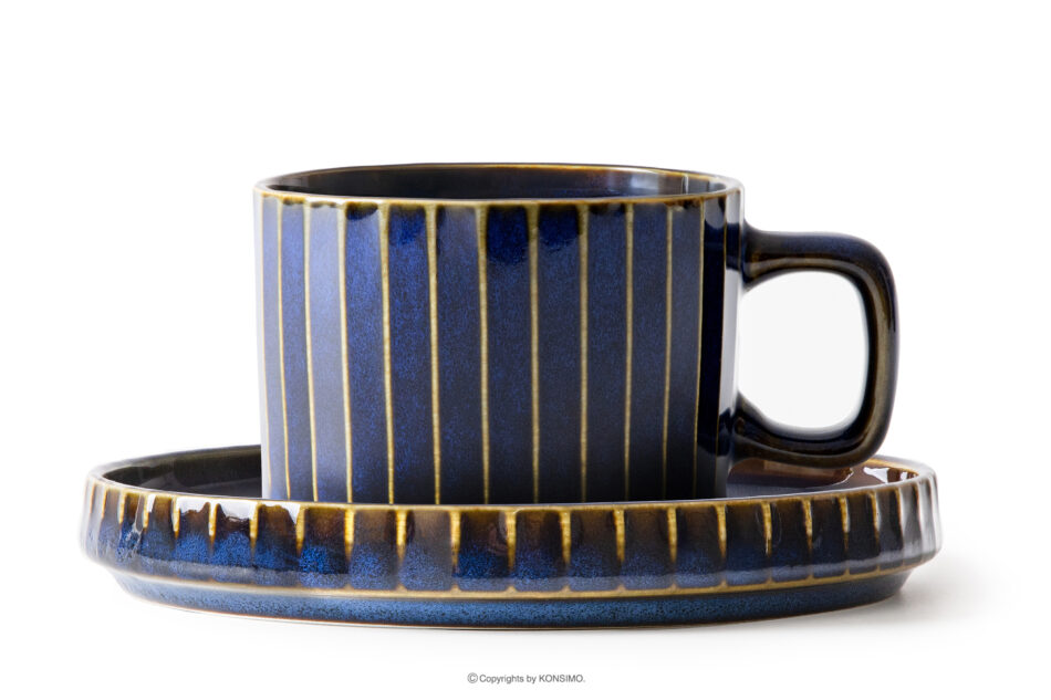 AD STRIPES Zestaw kawowy 6 os. (12 el.) porcelana reaktywna granatowy granatowy - zdjęcie 2