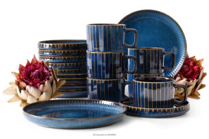 AD STRIPES, https://konsimo.pl/kolekcja/ad-stripes/ Zestaw kawowy 6 os. (18 el.) porcelana reaktywna granatowy granatowy - zdjęcie