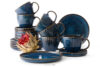AD STRIPES Zestaw kawowy cappuccino 6 os. (18 el.) porcelana reaktywna granatowy granatowy - zdjęcie 1