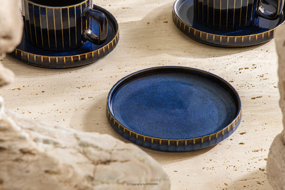 AD STRIPES Zestaw kawowy cappuccino 6 os. (18 el.) porcelana reaktywna granatowy granatowy - zdjęcie 13