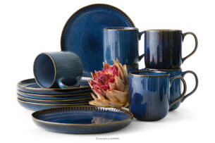AD STRIPES, https://konsimo.pl/kolekcja/ad-stripes/ Zestaw herbaciany 6 os. (12 el.) porcelana reaktywna granatowy granatowy - zdjęcie