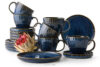 AD STRIPES Zestaw herbaciany 6 os. (18 el.) porcelana reaktywna granatowy granatowy - zdjęcie 1