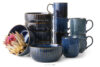 AD STRIPES Zestaw śniadaniowy 6 os. (12 el) porcelana reaktywna granatowy granatowy - zdjęcie 1