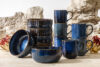 AD STRIPES Zestaw śniadaniowy 6 os. (12 el) porcelana reaktywna granatowy granatowy - zdjęcie 2