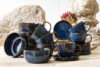 AD STRIPES Zestaw śniadaniowy 6 os. (18 el) porcelana reaktywna granatowy granatowy - zdjęcie 2