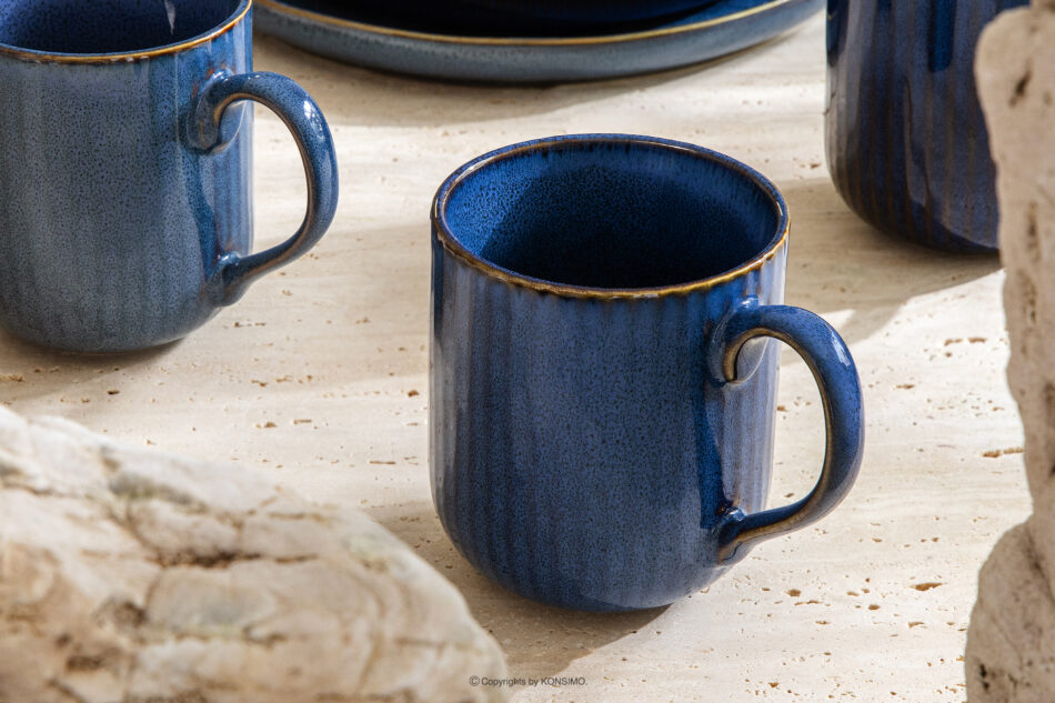 AD STRIPES Zestaw obiadowo-herbaciany 6 os. (24 el.) porcelana reaktywna granatowy granatowy - zdjęcie 15
