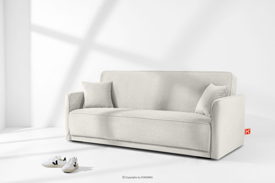 LIRIS Miękka sofa rozkładana tkanina szenil kremowy kremowy - zdjęcie 1