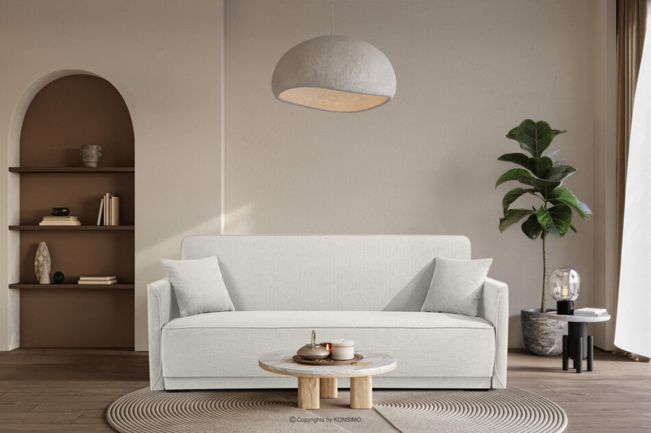 LIRIS Miękka sofa rozkładana tkanina szenil kremowy kremowy - zdjęcie 9