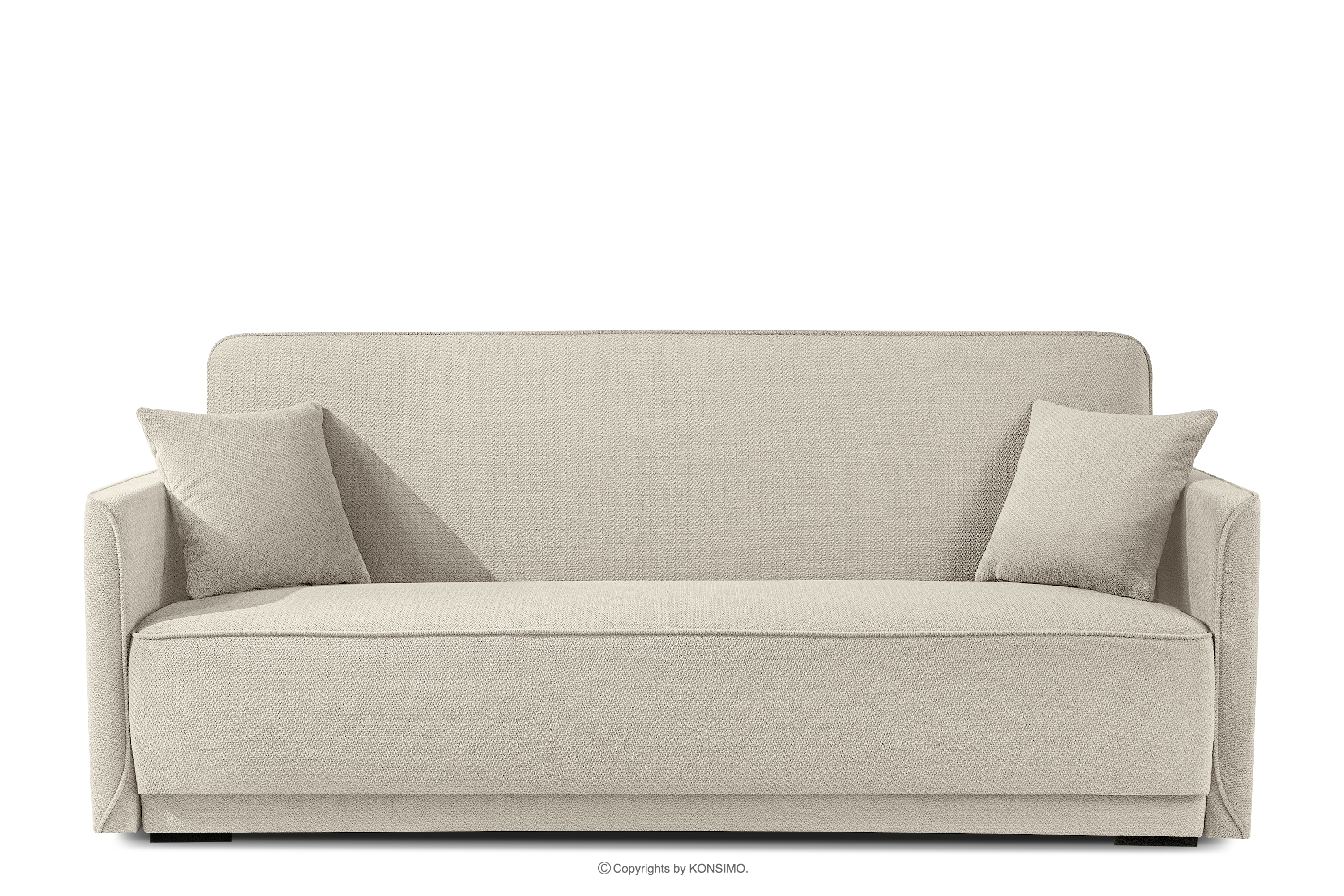 Miękka sofa rozkładana tkanina szenil jasny beżowy