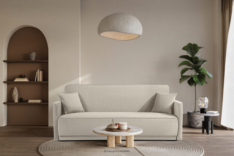 LIRIS Miękka sofa rozkładana tkanina szenil jasny beżowy jasny beżowy - zdjęcie 9