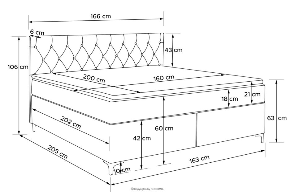 ARDEA Łóżko kontynentalne w tkaninie welur ze zdejmowanym pokrowcem z materaca 160 cm rudy rudy - zdjęcie 13