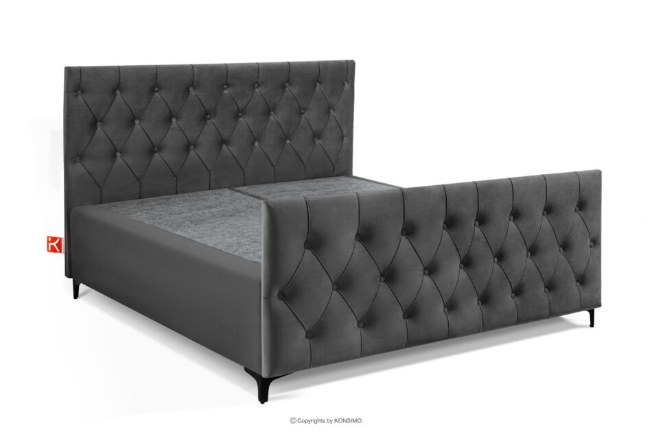 ARDEA Łóżko kontynentalne zz materacem i toperem 160 cm welur antracytowy antracytowy - zdjęcie 2