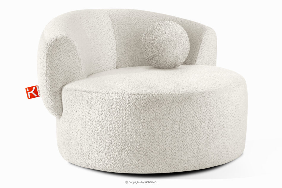 VIRA Fotel obrotowy tkanina szenil biały biały - zdjęcie 2