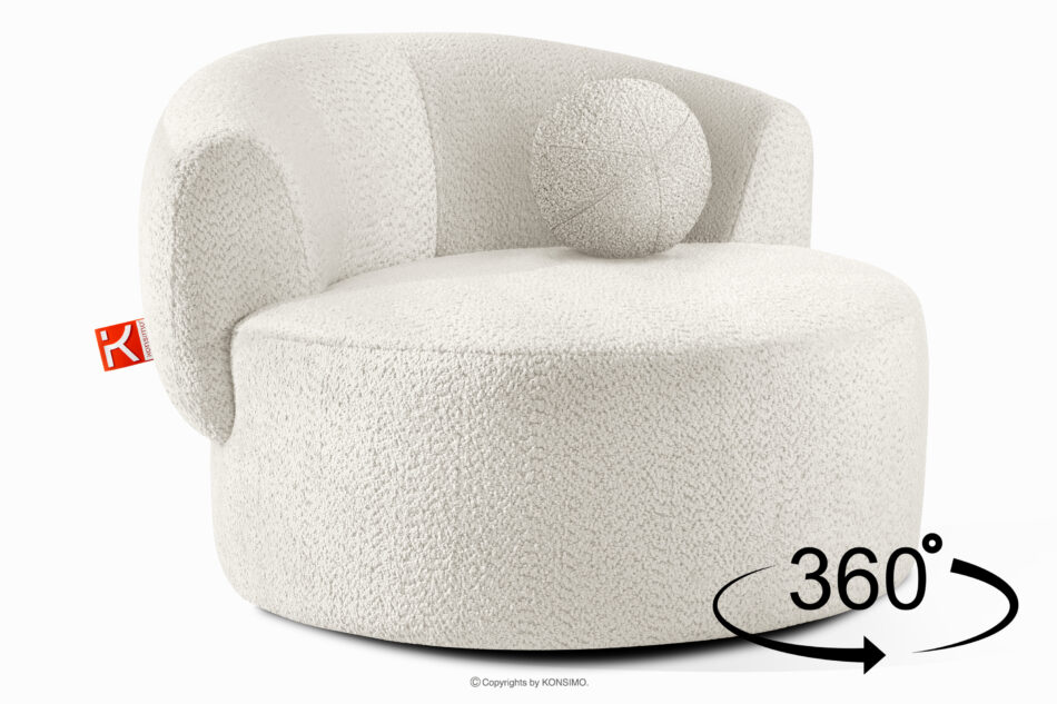 VIRA Fotel obrotowy tkanina szenil biały biały - zdjęcie 4