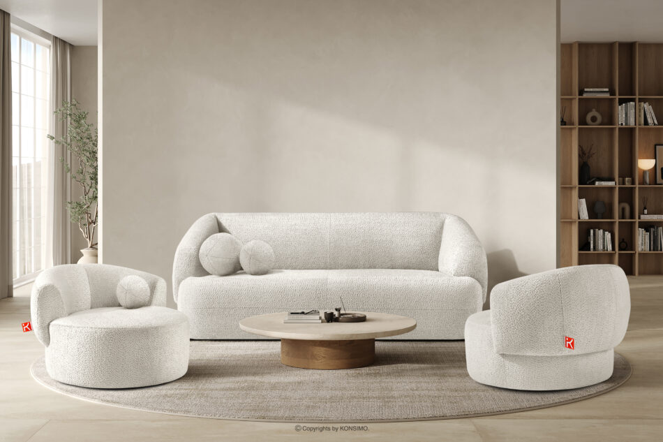 VIRA Fotel obrotowy tkanina szenil biały biały - zdjęcie 11