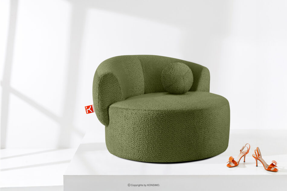 VIRA Fotel obrotowy tkanina szenil oliwkowy oliwkowy - zdjęcie 1