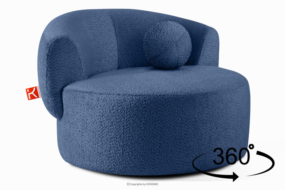 VIRA Fotel obrotowy tkanina szenil niebieski niebieski - zdjęcie 4