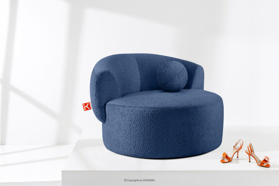 VIRA Fotel obrotowy tkanina szenil niebieski niebieski - zdjęcie 1
