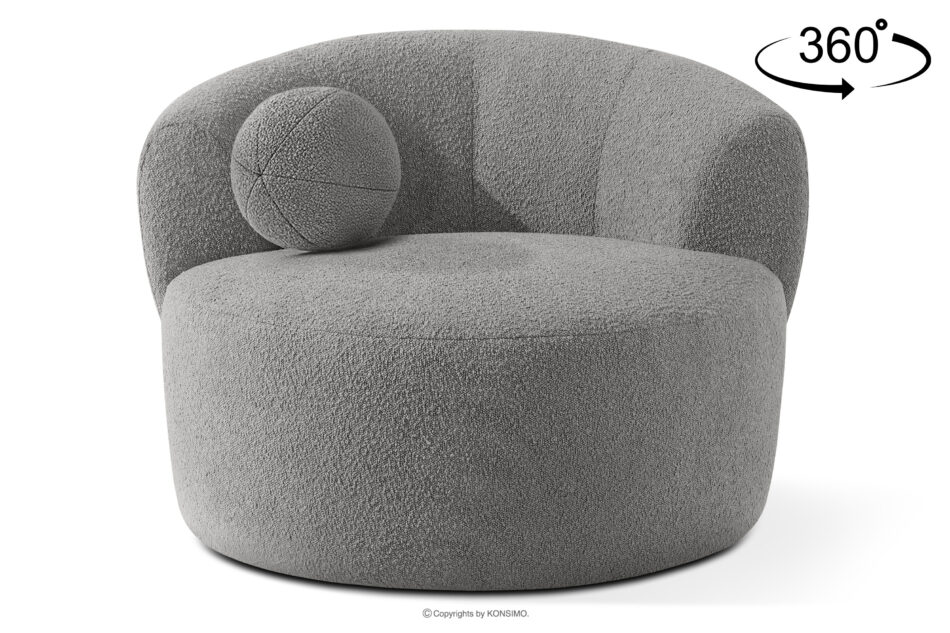VIRA Fotel obrotowy boucle japandi szary szary - zdjęcie 0