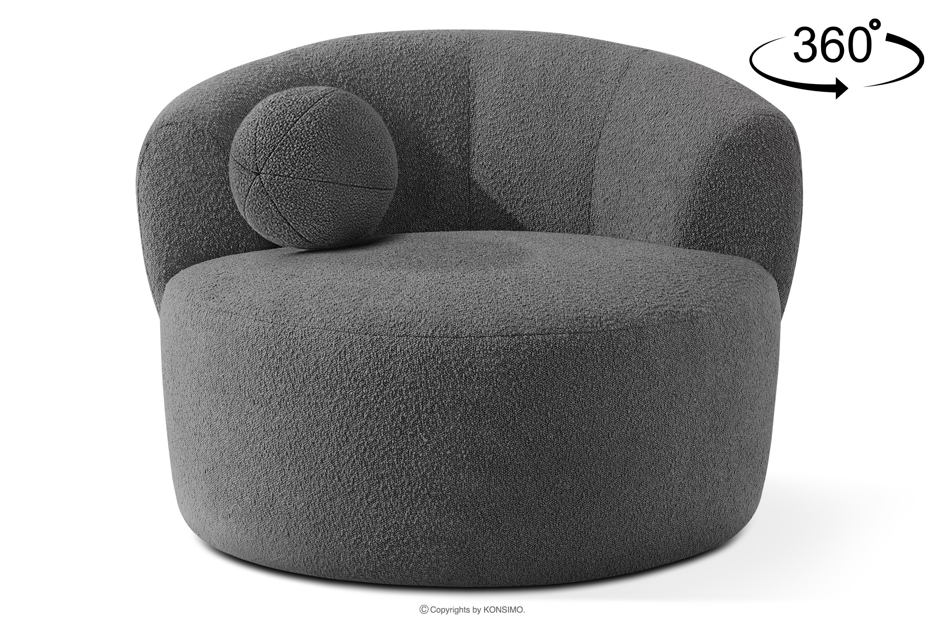Fotel japandi boucle ciemny szary