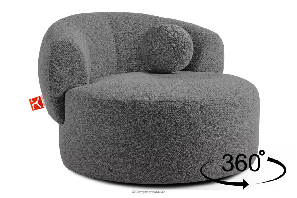 VIRA Fotel japandi boucle ciemny szary ciemny szary - zdjęcie 4