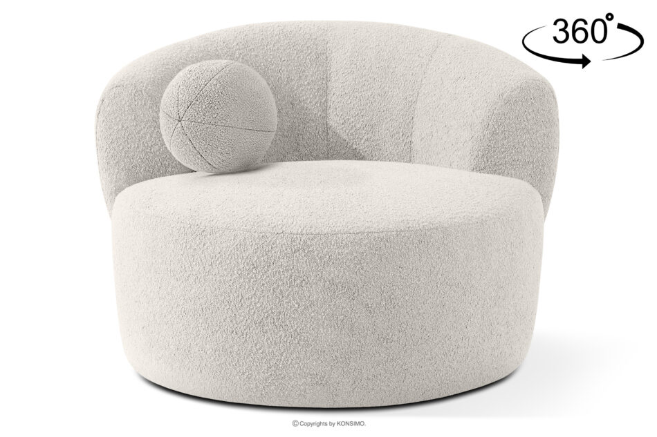 VIRA Fotel obrotowy boucle japandi biały biały - zdjęcie 0