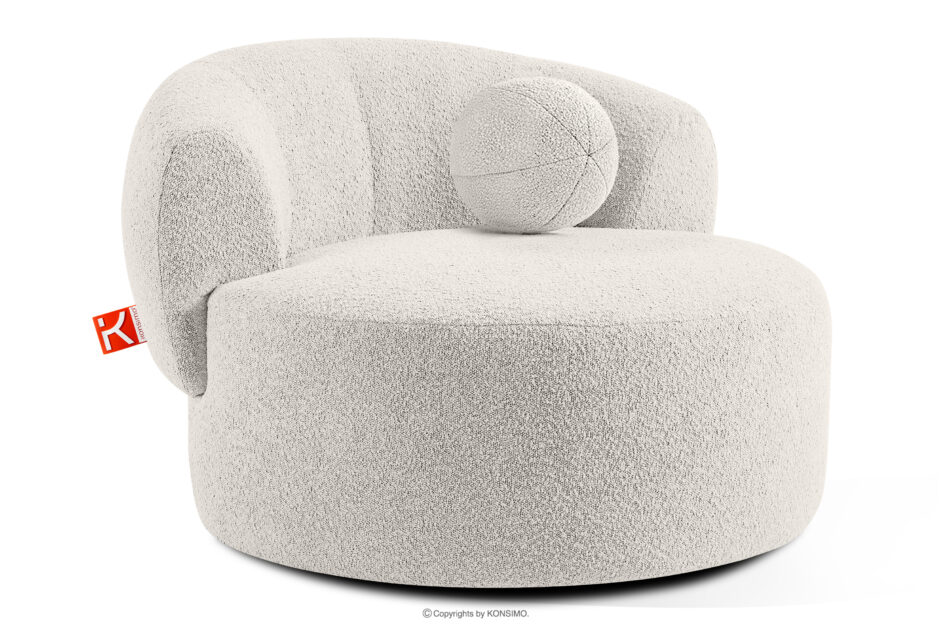 VIRA Fotel obrotowy boucle japandi biały biały - zdjęcie 2
