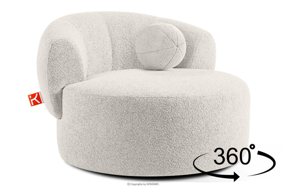VIRA Fotel obrotowy boucle japandi biały biały - zdjęcie 4
